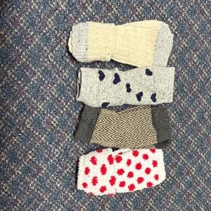 New Women's Cozy Sock Collection - Cream, Gray, and Red, 4 pack